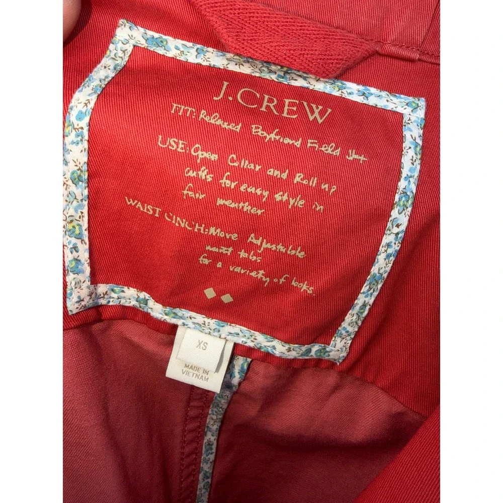 J. Crew Red Utility Jacket with Gold-Tone Hardware